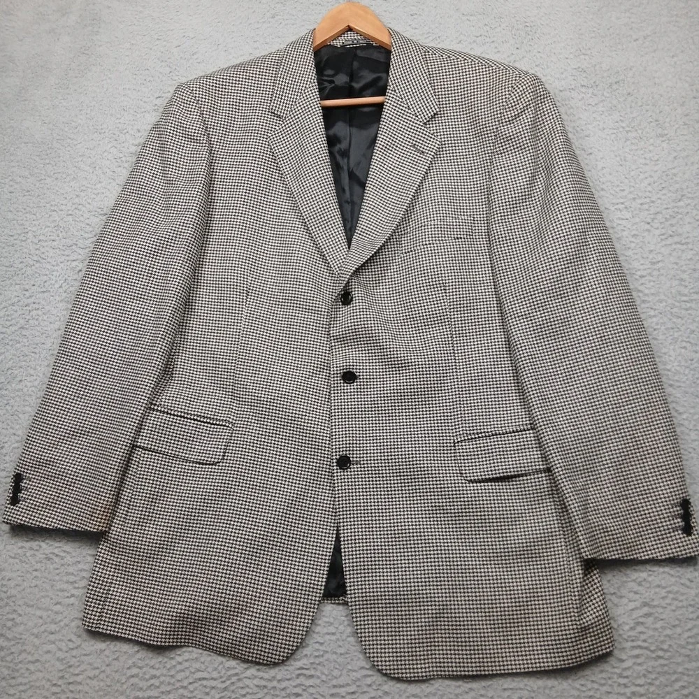Today's Man Blazer 46L Houndstooth Wool‎ Cashmere Blend Made in Italy